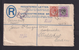 1 1/2 Und 6 P. Auf Einschreib-Ganzsache Nach Deutschland - Storia Postale