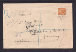 1921 - 1 S. Auf Einschreibbrief Ab Capetown Nach Waldshut - Cartas