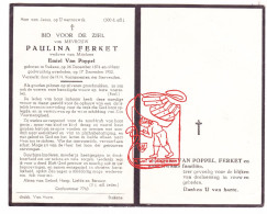 DP Paulina Ferket ° Stekene 1874 † 1952 X Emiel Van Poppel - Images Religieuses