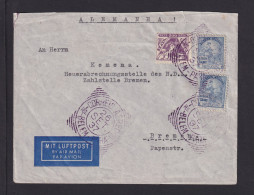 1937 - Flugpostbrief Mit Violettem Aufgabestempel BELEM-PARA Nach Bremen - Cartas & Documentos