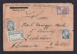 1922 - Mischfrankatur Auf Einschreibbrief Ab Mexico Nach Deutschland - México