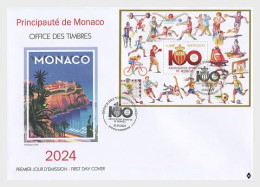 MONACO 2024 EVENTS Centenary Of The Association Sportive De Monaco - Fine S/S FDC - Unused Stamps