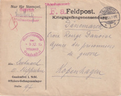 LETTRE. DANEMARK. 3 12 1915. PRISONNIERS DE GUERRE. FELDPOST. CAMP DE GNADENFREI. POUR KOPENHAGEN - Storia Postale