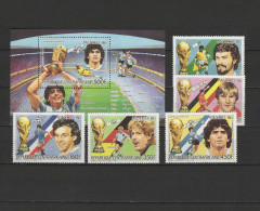 Central Africa 1986 Football Soccer World Cup, Space Set Of 5 + S/s MNH - 1986 – Mexique