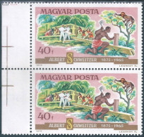 C5941 Hungary Schweitzer Nobel Prize Health Building Palm Monkey Folded Pair MNH RARE - Affen