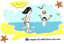 * Lot De 2 Cartes éditées Par Le SPF - Les Droits De L'enfant Grandissent Les Hommes - Enfants Jouants à La Plage - Contemporain (à Partir De 1950)