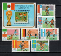 Cuba 1985 Football Soccer World Cup Set Of 7 + S/s MNH - 1986 – Messico