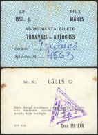 Latvia. Monthly Ticket. 1993. Bus. Tram - Europe