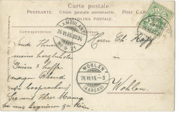 SUISSE CARTE 5c  AMBULANT N° 21 POUR WOHLEN DE 1905 LETTRE COVER - Briefe U. Dokumente