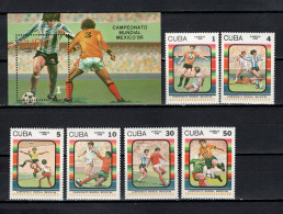 Cuba 1986 Football Soccer World Cup Set Of 6 + S/s MNH - 1986 – Messico