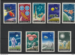 ROUMANIE 1972 ESPACE, Programme Apollo Yvert 2729-2737 , Michel 3069-3077 NEUF** MNH Cote 7,50 Euros - Unused Stamps