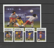 Dominica 1986 Football Soccer World Cup Set Of 4 + S/s With Winners Overprint MNH - 1986 – México