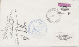 Ross Dependency NZ Antarctic Research 4 Signatures Cover + Note Ca Scott Base 30 OCT 1975 (RO180) - Cartas & Documentos