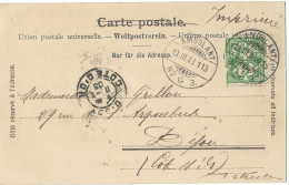 SUISSE CARTE 5c  AMBULANT N° 3 POUR DIJON ( COTE D' OR )  DE 1903 LETTRE COVER - Lettres & Documents