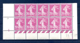 040524  YVERT N° 190 En Coin Daté   Bloc De 10 Avec 4 Variétés Dont Sans Le C - Unused Stamps