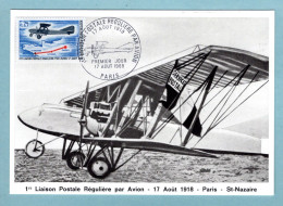 Carte Maximum 1968 - 1ère Liaison Postale Régulière Par Avion - YT 1565 - Paris - 1960-1969