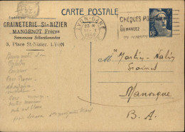 1940  CP  " Graineterie St NIZIER MANGENOT Fres LYON " Envoyée à MANOSQUE - Storia Postale