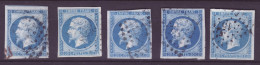 FRANCE 1853-1860 LOT 5 Timbres 20 C Bleu YT N°14 - 1853-1860 Napoléon III