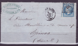 FRANCE 1853-1860 20 C Bleu YT N°14 Sur Lettre - 1853-1860 Napoleone III