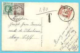 194+240 Op Kaart Stempel TROOZ ,getaxeerd (taxe) TX 35 Stempel MERY - Covers & Documents