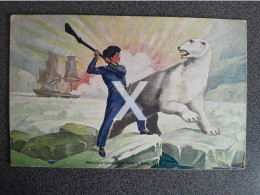 NELSONS ADVENTURE WITH A BEAR 1773 OLD COLOUR ART POSTCARD NELSON SERIES 1906 - Personajes Históricos