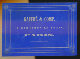 CARTE DE VISTE  85 X 60 MM.   GAFFRE & COMP  13 RUE SIMON LE FRANC      PARIS   .  ZIE AFBEELDINGEN - Porseleinkaarten