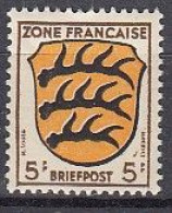 AllBes. Franz.Zone AllgemAusg. 3, Postfrisch **, Mit Abart: Strich Neben Rechtem Stecherzeichen, Wappen, 1945 - Emissions Générales