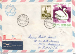 1979 Lettre Recommandée Par Avion De De Iasi Pour Bordeaux Cygne - Briefe U. Dokumente