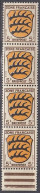 AllBes. Franz.Zone AllgemAusg. 3, 4erStreifen, Postfrisch **, Mit Abart: Oranger Punkt Unter Dem Wappen, Wappen, 1945 - Amtliche Ausgaben