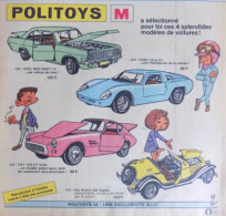 Publicité De Presse ; Jouets Voitures Miniatures Politoys - Ford Lola GT - Opel Diplomat - Fiat 1500 GT... - Werbung