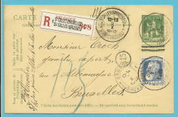 76 Op Entier Aangetekend Stempel ST-GILLES (BRUXELLES) , Met Eliptische-stempel BRUXELLES 1C - 1905 Grosse Barbe