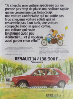 Publicité De Presse ; Automobile Renault 14 - Publicidad