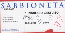 ITALIA - SABBIONETA - La Città Ideale Di Vespasiano Gonzaga - Biglietto D'Ingresso - Usato - Tickets - Vouchers