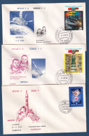 Russie - CCCP - FDC - Premier Jour - Soyouz 1 Et 2 Et 3 - Fusée - Espace - 1979 à 1980 - Brieven En Documenten