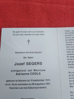 Doodsprentje Jozef Segers / Hamme 10/9/1919 - 28/8/1997 ( Adrienne Cools ) - Religión & Esoterismo