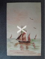 BOATING SAILING SCENE OLD COLOUR ART POSTCARD ARTIST SIGNED ASHWORTH 1914 - Altri & Non Classificati