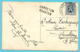 285 Op Kaart Stempel BRUXELLES Met Naamstempel (Griffe D'origine) WARNETON / WAASTEN - Lineari