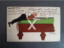 I HOPE THIS WILL REACH BY LANCE THACKERY OLD COLOUR ART POSTCARD TUCK WRITE AWAY NO 1328 SNOOKER BILLIARDS 1904 - Altri & Non Classificati
