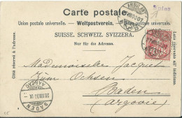 SUISSE  CARTE 10c  MARQUE LINEAIRE SPIEZ + AMBULANT N° 15  POUR BADEN DE 1900 LETTRE COVER - Storia Postale