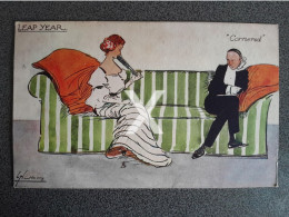 LEAP YEAR CORNERED BY LANCE THACKERY OLD COLOUR ART POSTCARD TUCK OILETTE NO 6391 - Otros & Sin Clasificación