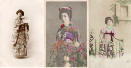 Japanese Geisha Glamour 3x Antique Fashion Postcard S - Other & Unclassified