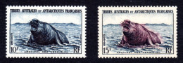 T.A.A.F. 1956 - Yvert N° 6/7 - 2 Valeurs Neufs ** / MNH - Faune, éléphant De Mer, Kerguelen - Ongebruikt