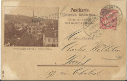 SUISSE  CARTE 10c  MARQUE LINEAIRE WADENSWEIL + AMBULANT N° 21 POUR PARIS DE 1899 LETTRE COVER - Brieven En Documenten