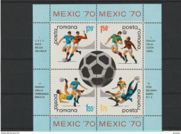 ROUMANIE 1970 Coupe Du Monde De Football, Mexico Yvert BF 76, Michel Block 75 NEUF** MNH Cote 6,50 Euros - Blokken & Velletjes