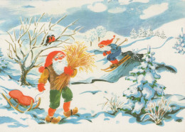SANTA CLAUS Happy New Year Christmas GNOME Vintage Postcard CPSM #PBA936.A - Kerstman
