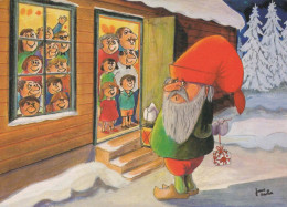 SANTA CLAUS Happy New Year Christmas GNOME Vintage Postcard CPSM #PBA946.A - Kerstman