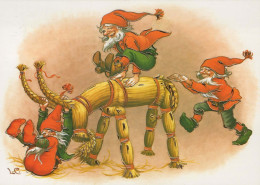 BABBO NATALE Buon Anno Natale GNOME Vintage Cartolina CPSM #PBA708.A - Kerstman