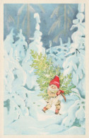 WEIHNACHTSMANN SANTA CLAUS Neujahr Weihnachten GNOME Vintage Ansichtskarte Postkarte CPSMPF #PKD889.A - Kerstman