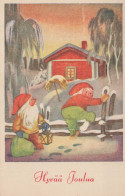 PAPÁ NOEL Feliz Año Navidad GNOMO Vintage Tarjeta Postal CPSMPF #PKD241.A - Santa Claus