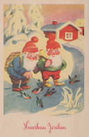 WEIHNACHTSMANN SANTA CLAUS Neujahr Weihnachten GNOME Vintage Ansichtskarte Postkarte CPSMPF #PKD274.A - Santa Claus